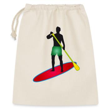 Stand up paddling - Mann mit Paddle Board - Geschenkbeutel aus Baumwolle (40 x 50 cm) - Natur - Vorne