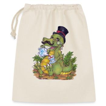 Drôle de jeu de mots Tea Rex Dino dessiné à la main - Sac cadeau 40 x 50 cm - nature - Devant