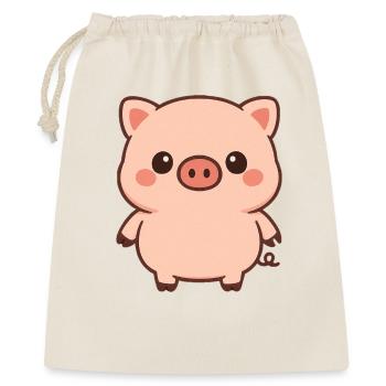 Kawaii Ferkel Cartoon - Geschenkbeutel aus Baumwolle (40 x 50 cm) - Natur - Vorne