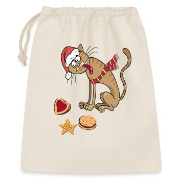 Chat de Noël avec chapeau et écharpe - Sac cadeau 40 x 50 cm - nature - Devant