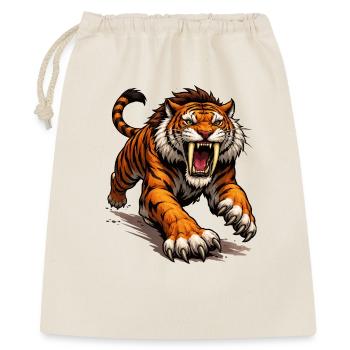 Comic Tiger Angriff - Geschenkbeutel aus Baumwolle (40 x 50 cm) - Natur - Vorne