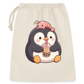 Kawaii Penguin Bubble Tea Boba Crevettes Low - Sac cadeau 40 x 50 cm - nature - Devant