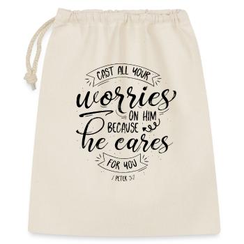 He Cares For You - Geschenkbeutel aus Baumwolle (40 x 50 cm) - Natur - Vorne