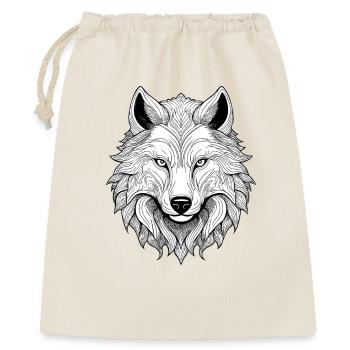 Mystischer Wolf mit Detailzeichnung - Geschenkbeutel aus Baumwolle (40 x 50 cm) - Natur - Vorne