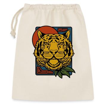 Wilder asiatischer Tiger - Raubkatzenkopf Illustration - Geschenkbeutel aus Baumwolle (40 x 50 cm) - Natur - Vorne