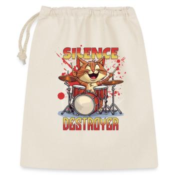 Schlagzeug Drums Silence Destroyer Katze Lustig - Geschenkbeutel aus Baumwolle (40 x 50 cm) - Natur - Vorne