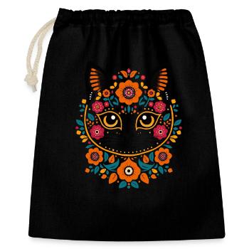 Flower cat in folk style - Gift Bag 40 x 50 cm - black - Front