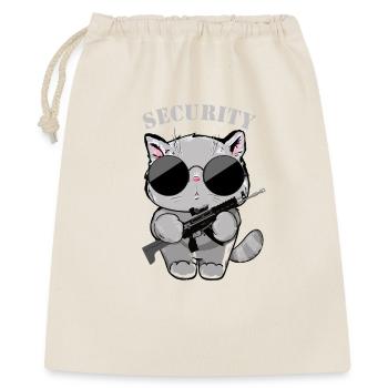 Katzen-Sicherheitsagent mit Waffe - Geschenkbeutel aus Baumwolle (40 x 50 cm) - Natur - Vorne