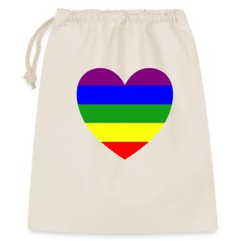Regenbogen Herz Maske - Geschenkbeutel aus Baumwolle (40 x 50 cm) - Natur - Vorne