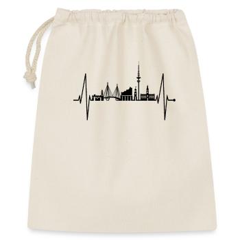 Hamburg Skyline Herzschlag Hamburger Liebe Fan - Geschenkbeutel aus Baumwolle (40 x 50 cm) - Natur - Vorne