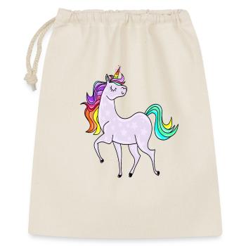 Einhorn mit Sternchen und Regenbogen Farben - Geschenkbeutel aus Baumwolle (40 x 50 cm) - Natur - Vorne