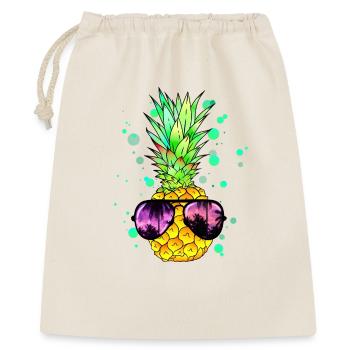 Ananas mit cooler Beach Sonnenbrille - Geschenkbeutel aus Baumwolle (40 x 50 cm) - Natur - Vorne