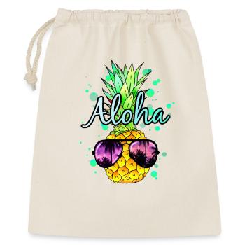 Ananas Aloha - Geschenkbeutel aus Baumwolle (40 x 50 cm) - Natur - Vorne