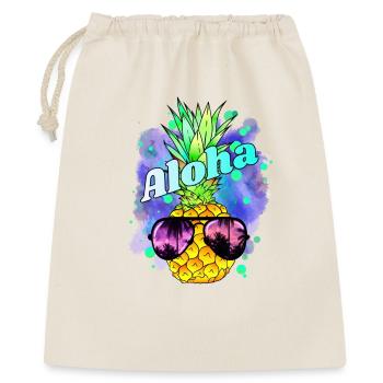 Ananas Aloha Colorful - Geschenkbeutel aus Baumwolle (40 x 50 cm) - Natur - Vorne