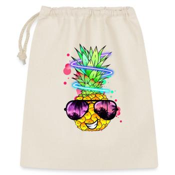 coole Ananas mit Neon Spirale - Geschenkbeutel aus Baumwolle (40 x 50 cm) - Natur - Vorne