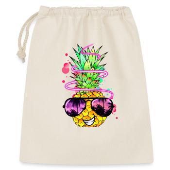 Ananas cool bunt spritzig - Geschenkbeutel aus Baumwolle (40 x 50 cm) - Natur - Vorne