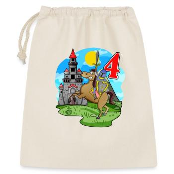 Ritter 4. Geburtstag 4 Jahre Junge Geschenk - Geschenkbeutel aus Baumwolle (40 x 50 cm) - Natur - Vorne