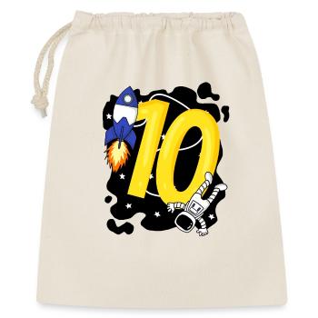 Junge 10 Jahre alt - 10. Geburtstag Geschenk - Geschenkbeutel aus Baumwolle (40 x 50 cm) - Natur - Vorne