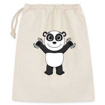 Bodybuilder Panda Fitness Motivation Geschenk - Geschenkbeutel aus Baumwolle (40 x 50 cm) - Natur - Vorne