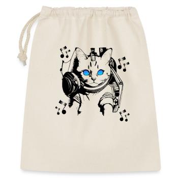 DJ Katze mit Kopfhörern - Geschenkbeutel aus Baumwolle (40 x 50 cm) - Natur - Vorne