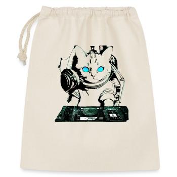 DJ Katze mit Mischpult - Geschenkbeutel aus Baumwolle (40 x 50 cm) - Natur - Vorne