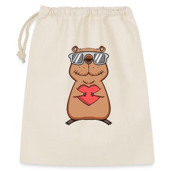 Motif de cœur Capybara capybara - Sac cadeau 40 x 50 cm - nature - Devant