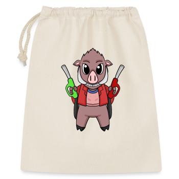 Tankwart Wildschwein Tankstelle - Geschenkbeutel aus Baumwolle (40 x 50 cm) - Natur - Vorne