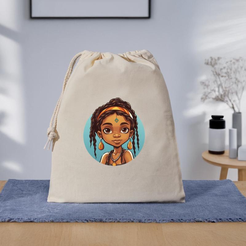 Afro Schwarz Kind Junge Mädchen Ethno Geschenkidee Geschenkbeutel aus Baumwolle (40 x 50 cm)