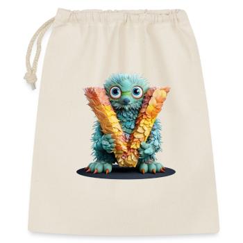 Créature plumeuse avec la lettre V - Sac cadeau 40 x 50 cm - nature - Devant