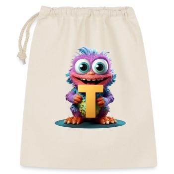 Monstre coloré avec la lettre T - Sac cadeau 40 x 50 cm - nature - Devant