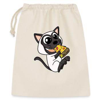 Pizza au chat siamois - Sac cadeau 40 x 50 cm - nature - Devant
