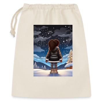 Winterträume unter Sternenhimmel - Geschenkbeutel aus Baumwolle (40 x 50 cm) - Natur - Vorne