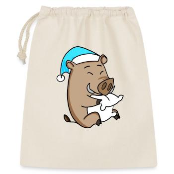 Sanglier avec oreiller et bonnet somnolent - Sac cadeau 40 x 50 cm - nature - Devant