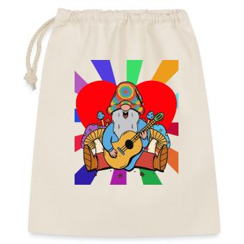 Hippie Gnome Midget Heart Ecstasy High Music - Gift Bag 40 x 50 cm - nature - Front
