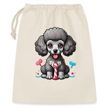 Playful Black Poodle - Geschenkbeutel aus Baumwolle (40 x 50 cm) - Natur - Vorne