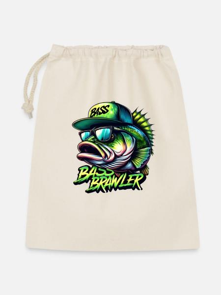 gestreifter Bass-Brawler - Geschenkbeutel aus Baumwolle (40 x 50 cm) - Natur