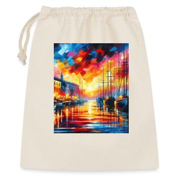 Coucher de soleil vibrant sur le port avec des bateaux et des couleurs - Sac cadeau 40 x 50 cm - nature - Devant