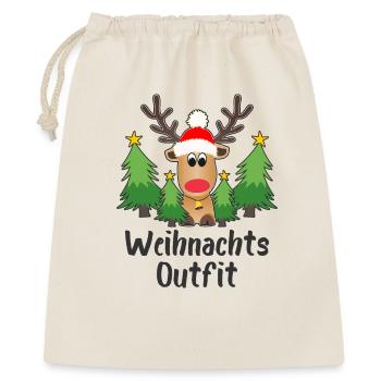 Rentier Weihnachtsoutfit Tannenbäume Weihnachten - Geschenkbeutel aus Baumwolle (40 x 50 cm) - Natur - Vorne