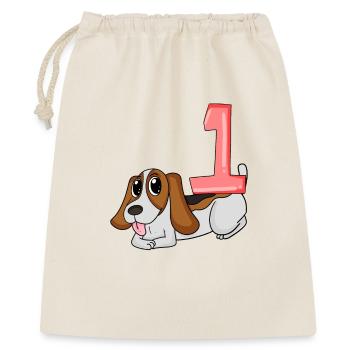 Zahl 1 Nummer Eins - Hund Motiv - Geschenkbeutel aus Baumwolle (40 x 50 cm) - Natur - Vorne