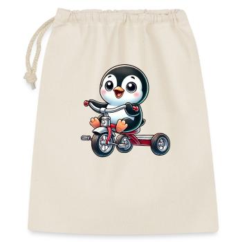 Lachender Pinguin auf dreirad fröhliche Kinder - Geschenkbeutel aus Baumwolle (40 x 50 cm) - Natur - Vorne