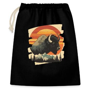 Bison Retro - Geschenkbeutel aus Baumwolle (40 x 50 cm) - Schwarz - Vorne