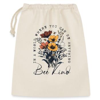 Bee Kind Blumen Bienen Natur Frühling Naturfreund - Geschenkbeutel aus Baumwolle (40 x 50 cm) - Natur - Vorne