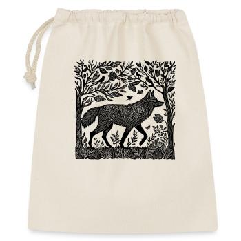 Holzschnitt Wildnis Wolf Wald Natur Geschenk - Geschenkbeutel aus Baumwolle (40 x 50 cm) - Natur - Vorne