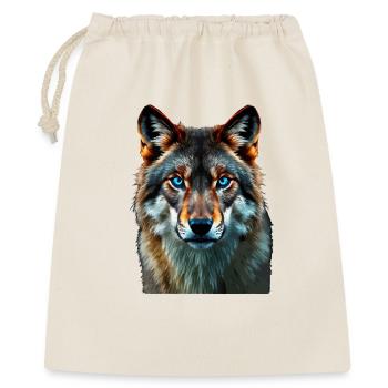 The Sapphire Gaze: Intense Portrait of a Wolf - Gift Bag 40 x 50 cm - nature - Front