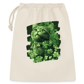 St Patricks day Katze - Geschenkbeutel aus Baumwolle (40 x 50 cm) - Natur - Vorne