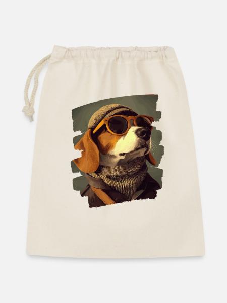 Beagle - Geschenkbeutel aus Baumwolle (40 x 50 cm) - Natur