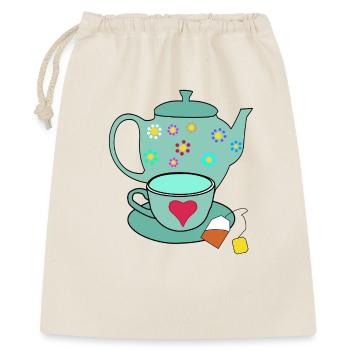 Tea Teapot Tea Bag Cup Teacup - Gift Bag 40 x 50 cm - nature - Front