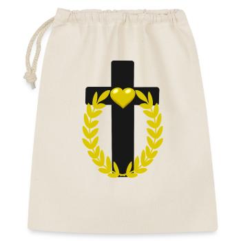 Kreuz Jesus Kreuze Herz Herzen Messias - Geschenkbeutel aus Baumwolle (40 x 50 cm) - Natur - Vorne