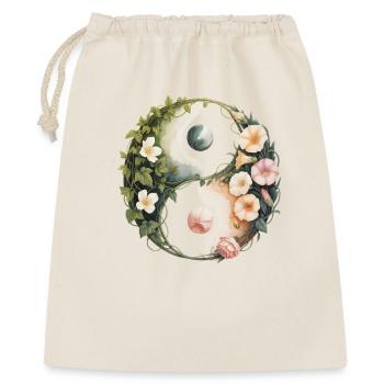 Blumen Yin Yang | Botanische Harmoniekunst - Geschenkbeutel aus Baumwolle (40 x 50 cm) - Natur - Vorne