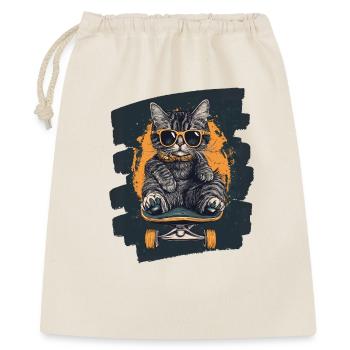 Katze auf Skateboard - Geschenkbeutel aus Baumwolle (40 x 50 cm) - Natur - Vorne